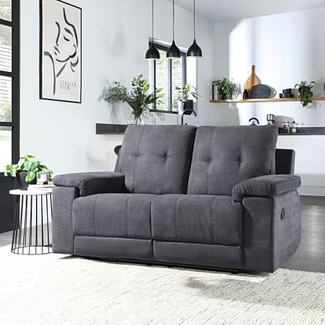Montana 2 Seater Recliner Sofa, Slate Grey Classic Plush Fabric
