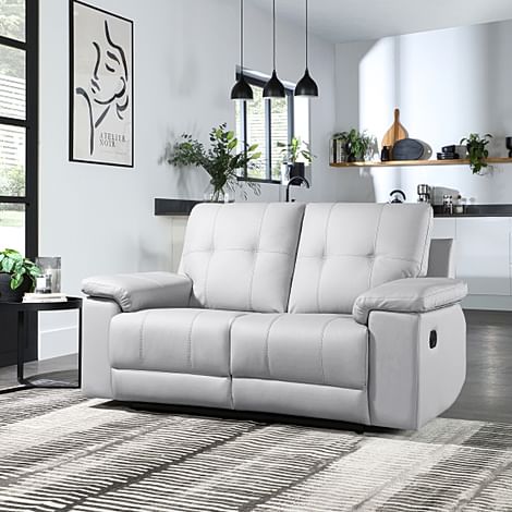 Montana 2 Seater Recliner Sofa, Light Grey Premium Faux Leather