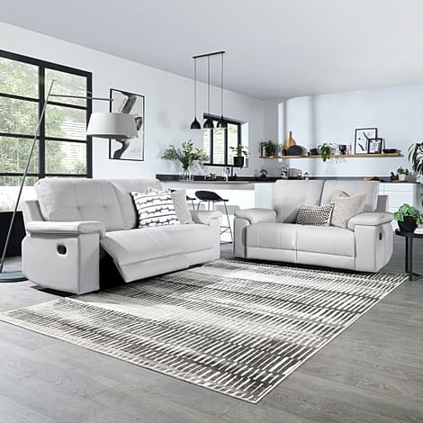 Montana 3+2 Seater Recliner Sofa Set, Light Grey Premium Faux Leather