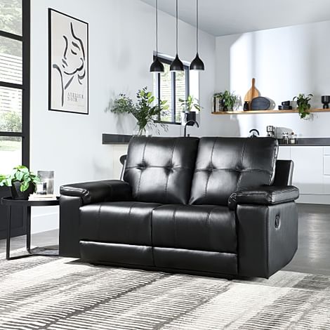 Montana 2 Seater Recliner Sofa, Black Premium Faux Leather