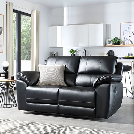 Seville 2 Seater Recliner Sofa, Black Premium Faux Leather