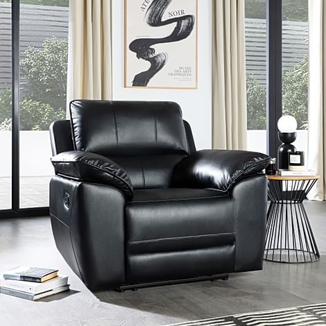 Seville Recliner Armchair, Black Premium Faux Leather
