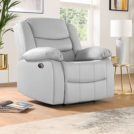 Sorrento Electric Recliner Armchair, Light Grey Premium Faux Leather