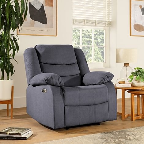 Sorrento Electric Recliner Armchair, Slate Grey Classic Plush Fabric