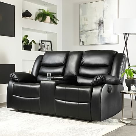 Sorrento 2 Seater Cinema Recliner Sofa, Black Classic Faux Leather