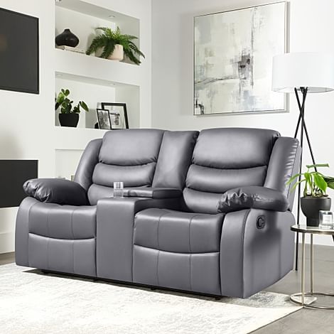 Sorrento 2 Seater Cinema Recliner Sofa, Grey Classic Faux Leather