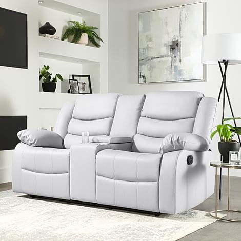 Sorrento 2 Seater Cinema Recliner Sofa, Light Grey Classic Faux Leather