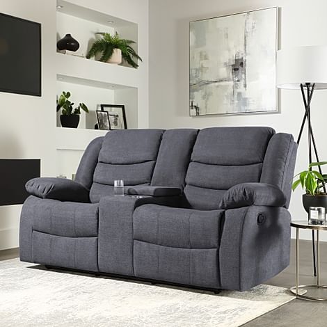 Sorrento 2 Seater Cinema Recliner Sofa, Slate Grey Classic Plush Fabric