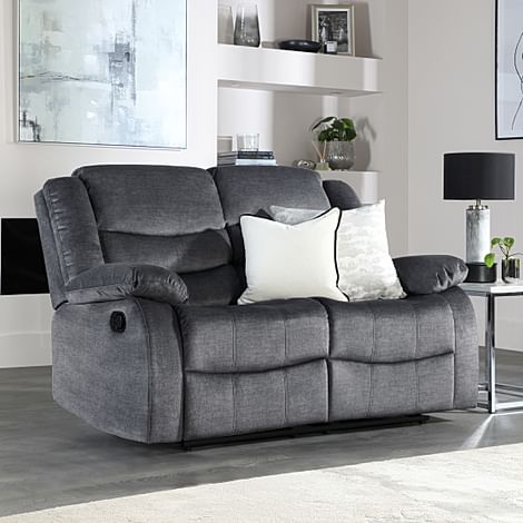 Sorrento 2 Seater Recliner Sofa, Grey Aura Velvet