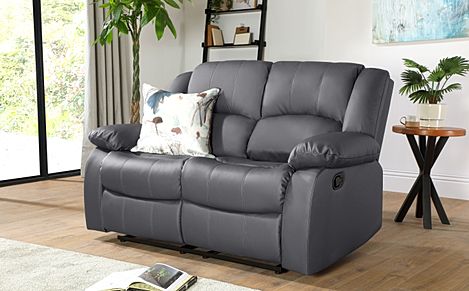 Dakota 2 Seater Recliner Sofa, Grey Premium Faux Leather