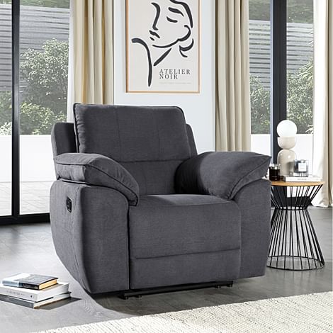 Seville Recliner Armchair, Slate Grey Classic Plush Fabric