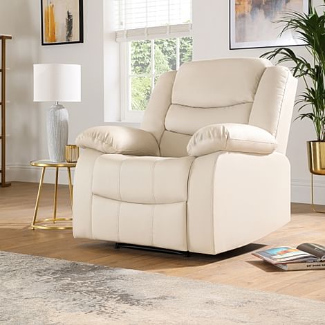 Sorrento Recliner Armchair, Ivory Premium Faux Leather