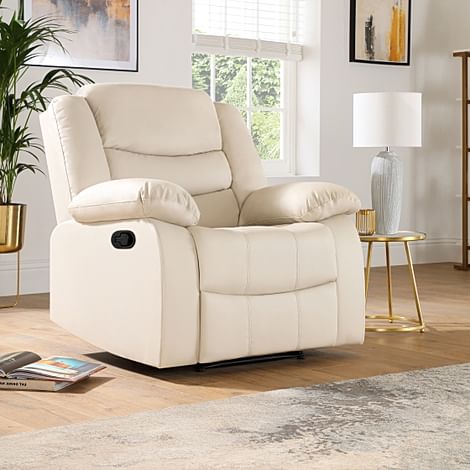 Sorrento Recliner Armchair, Ivory Premium Faux Leather