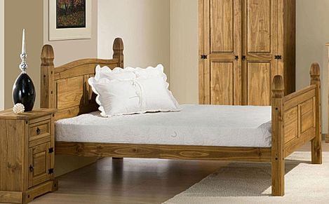 Corona Wooden Small Double Bed with High Foot End
