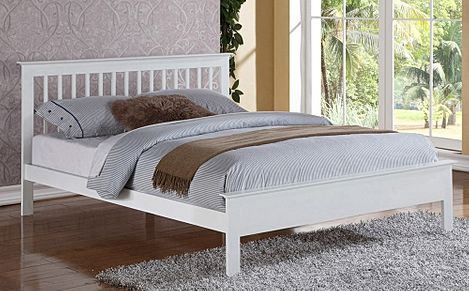 Pentre White Wooden Double Bed