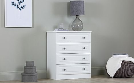 Pembroke Chest of Drawers, 4 Drawer, White Wood Effect