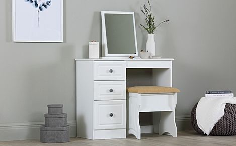 Pembroke Dressing Table, 3 Drawer, White Wood Effect