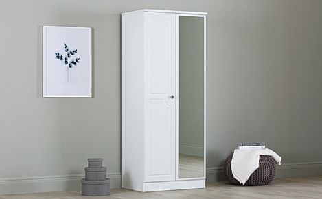 Pembroke Wardrobe with Mirror, 2 Door, White Wood Effect