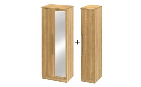 Sherwood Modern Oak 3 Door Wardrobe with Mirror