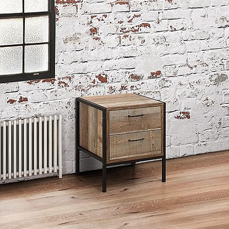 Urban Rustic 2 Drawer Bedside Table