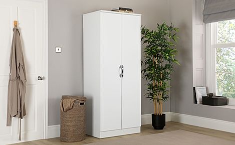 Camden Wardrobe, 2 Door, White High Gloss & White Finish