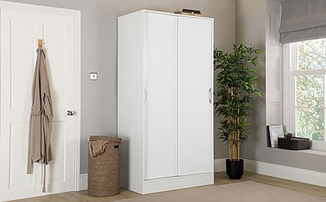 Camden Sliding Wardrobe, 2 Door, White High Gloss & White Finish