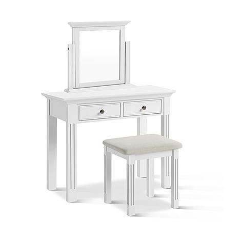 Berkeley Painted White Dressing Table, Stool and Mirror Set