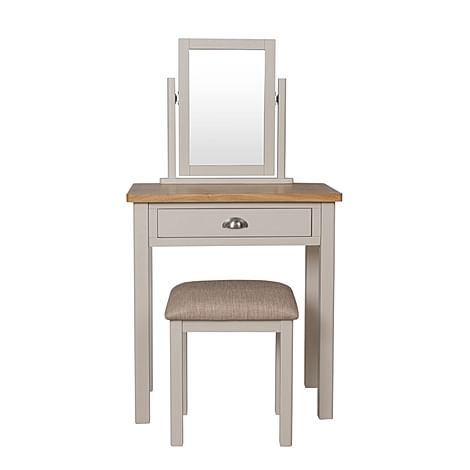 Newton Painted Grey and Oak Dressing Table, Stool and Mirror Set