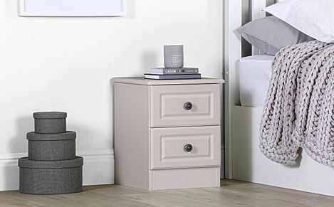 Pembroke Bedside Table, 2 Drawer, Stone Grey Wood Effect