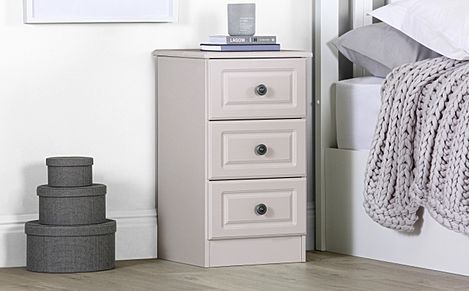 Pembroke Bedside Table, 3 Drawer, Stone Grey Wood Effect