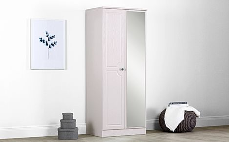 Pembroke Wardrobe with Mirror, 2 Door, Stone Grey Wood Effect