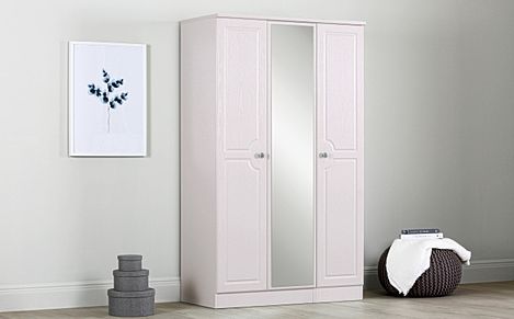 Pembroke Wardrobe with Mirror, 3 Door, Stone Grey Wood Effect