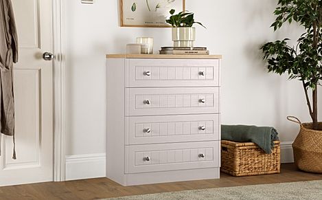 Vienna Chest of Drawers, 4 Drawer, Stone Grey Wood Effect & Natural Oak Effect