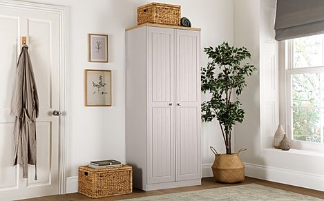 Vienna Wardrobe, 2 Door, Stone Grey Wood Effect & Natural Oak Effect