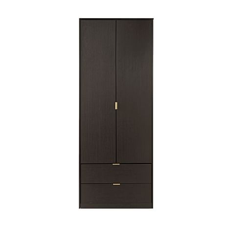 Loft Wardrobe, 2 Door 2 Drawer, Black Wood Effect