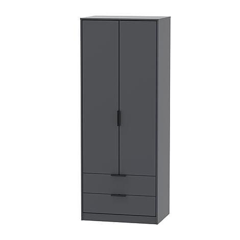 Cole Wardrobe, 2 Door 2 Drawer, Graphite Grey