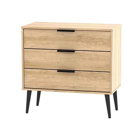 Cole Light Oak 3 Drawer Chest Of Drawers