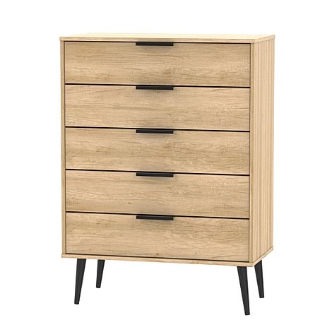 Cole Chest of Drawers, 5 Drawer, Light Oak Effect