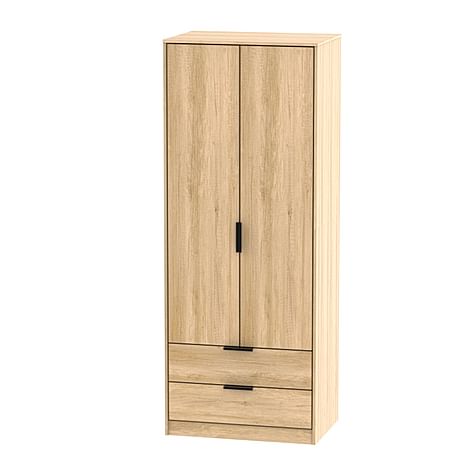 Cole Wardrobe, 2 Door 2 Drawer, Light Oak Effect