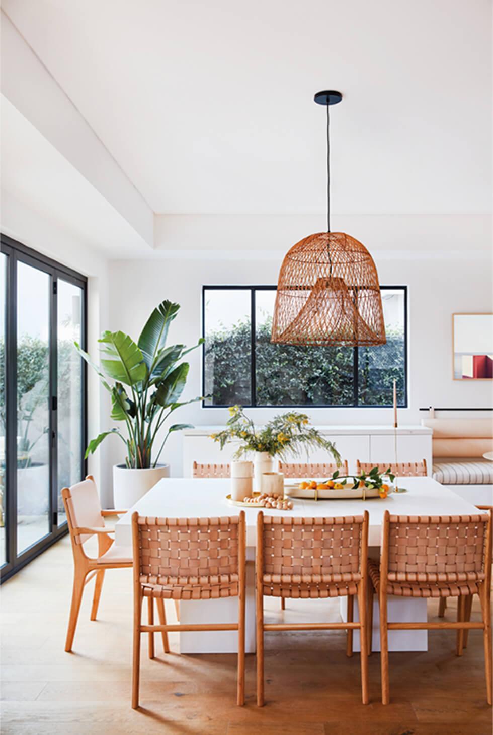 white contemporary natural dining room