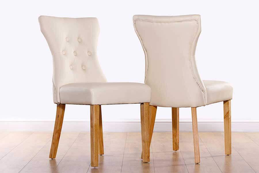 Ivory and Cream Leather Dining Chairs | Furniture Choice