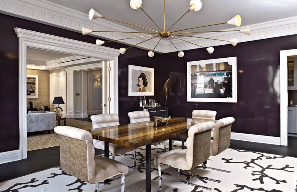dark purple modern and formal dining room