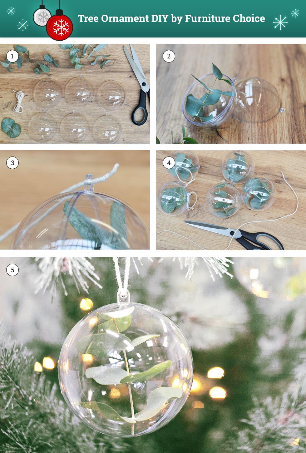 DIY steps to making a Christmas tree ornament.