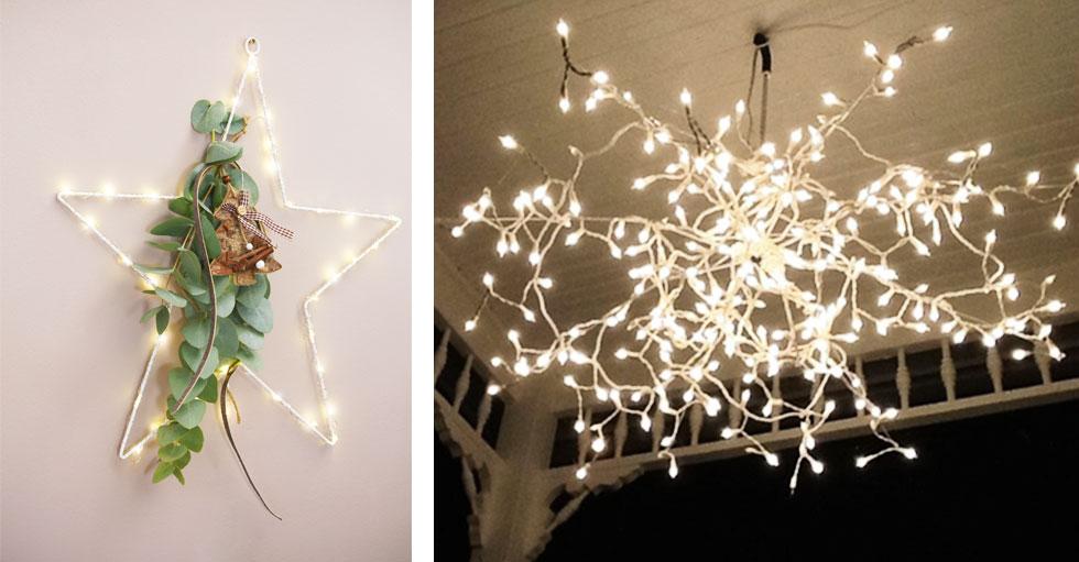 Collage of wire framed lights.