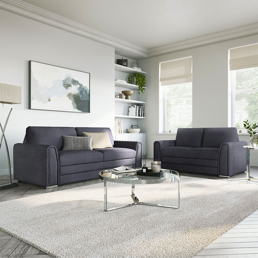 Grey neutral living room with sofa set