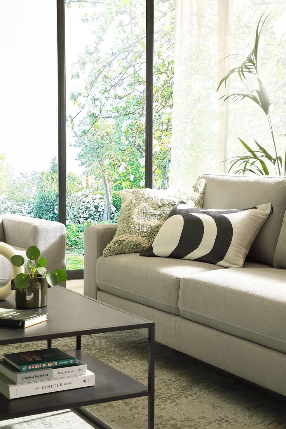 Scandi living room with lots of natural light