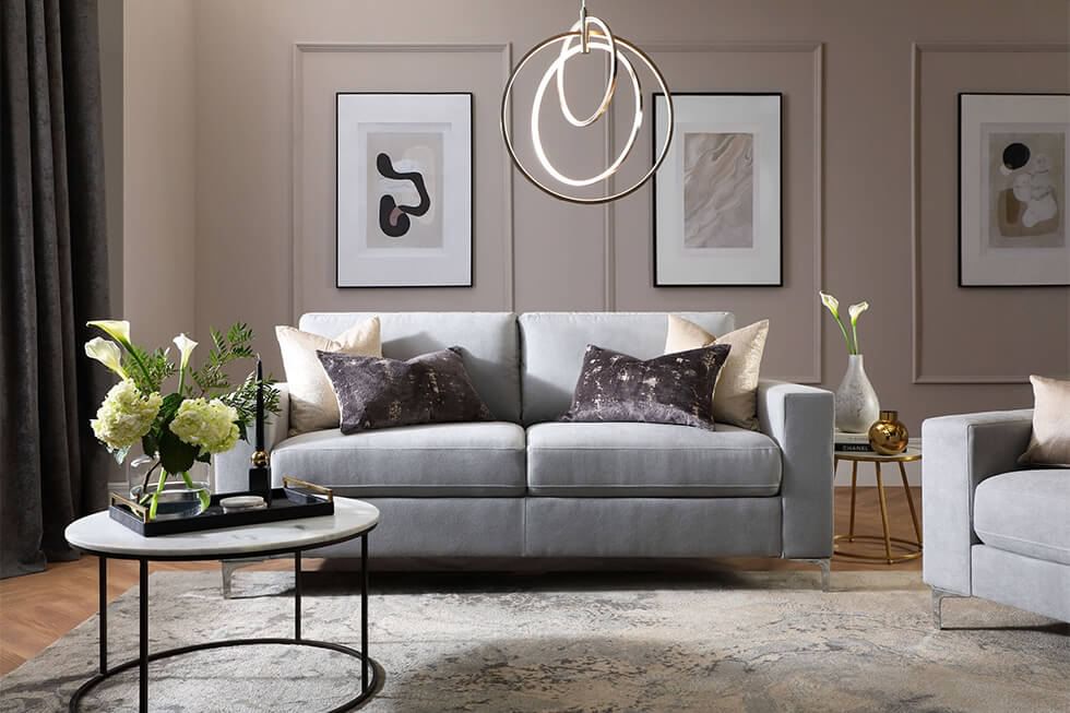 Contemporary square arm sofa in the living room