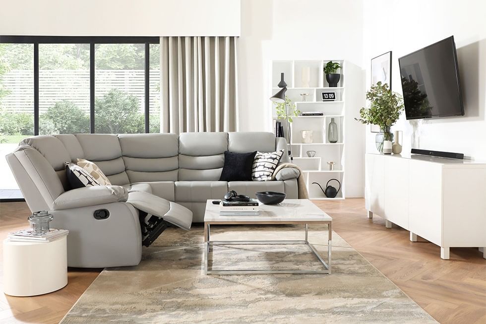 Modern living room with recliner corner sofa