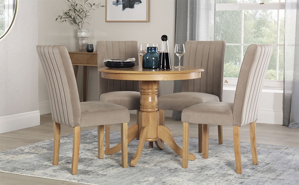 Neutral dining set in a small dining room