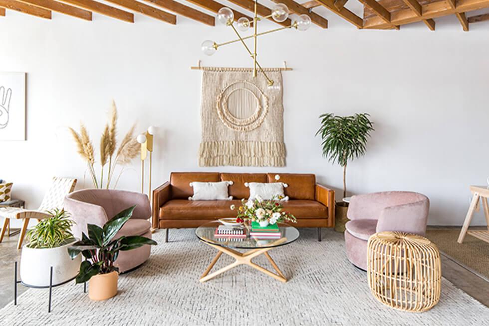 Modern boho interior in a neutral palette